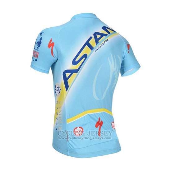 2014 Cycling Jersey Astana Light Blue Short Sleeve and Bib Short